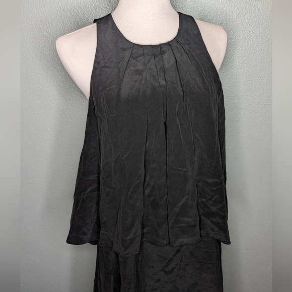 Joie 100% silk black sleeveless lightweight lined mini dress casual EUC Medium - Picture 2 of 9